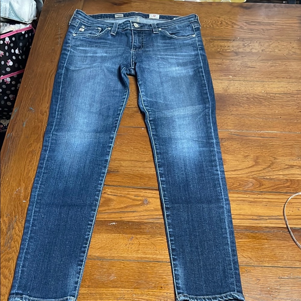 AG Adriano Goldschmied Classic Blue Skinny Jeans with Subtle Faded Wash size 28